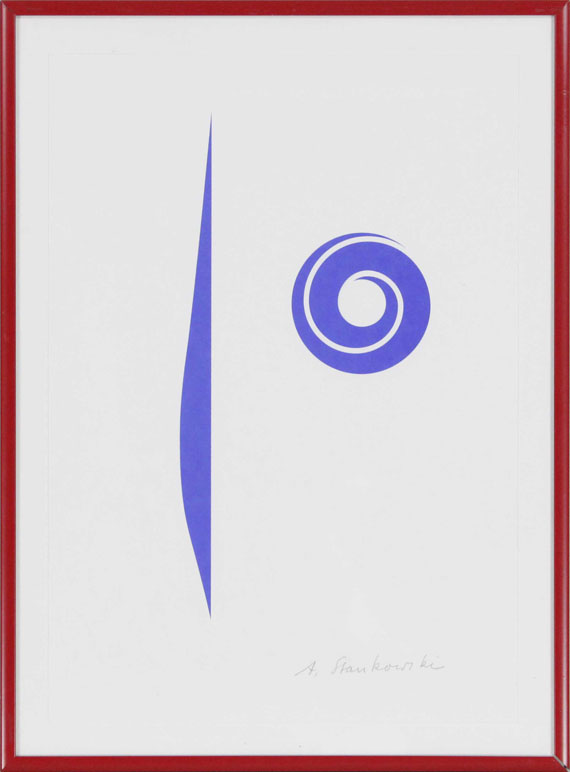 Anton Stankowski - Abstrakt Blau (Spirale blau) - Rahmenbild
