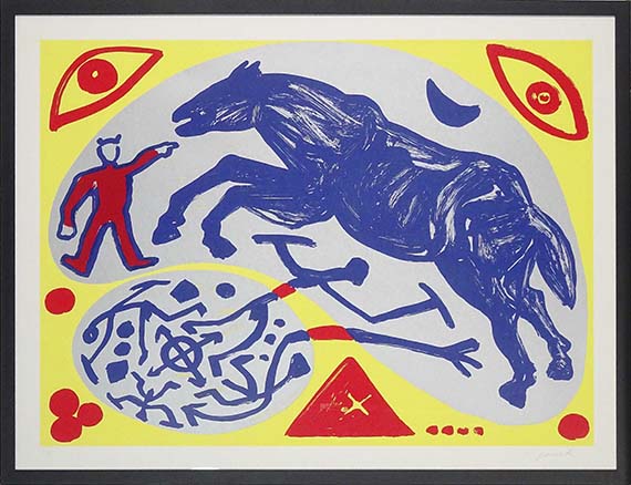A. R. Penck (d.i. Ralf Winkler) - Das blaue Pferd und der Mongole - Rahmenbild