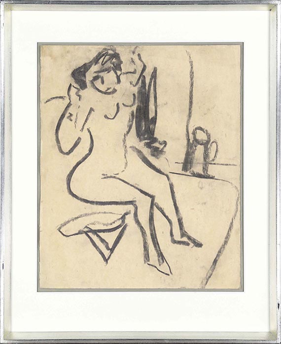Ernst Ludwig Kirchner - Sitzender Akt im Atelier - Rahmenbild