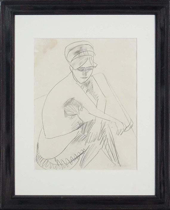 Ernst Ludwig Kirchner - Sitzender Akt, Dodo (Halbakt) - Rahmenbild