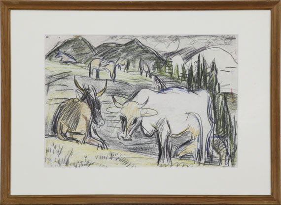 Ernst Ludwig Kirchner - Stehende und ruhende Kühe - Rahmenbild