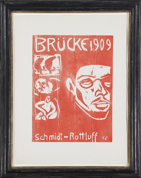 Ernst Ludwig Kirchner - Umschlag der IV. Jahresmappe der Künstlergruppe Brücke - Porträt Schmidt-Rottluff - Rahmenbild