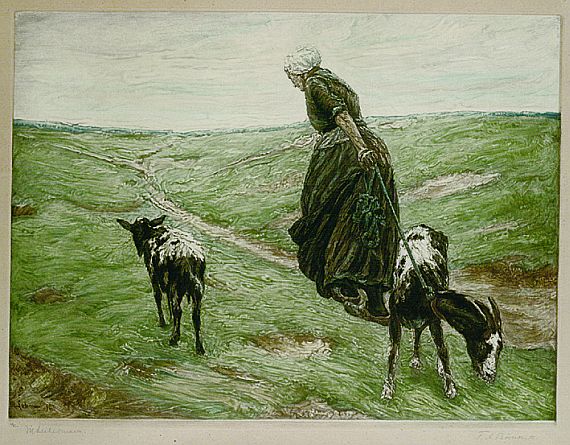 Max Liebermann - Alte Frau mit Ziege