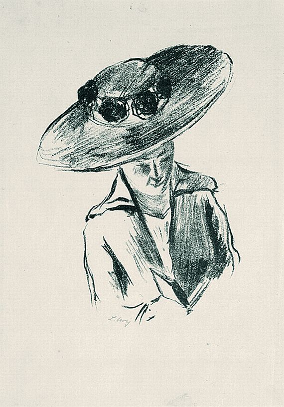 Lesser Ury - Lesende Dame mit großem Hut
