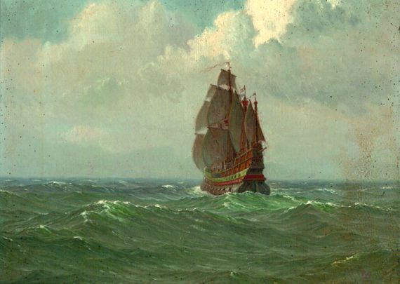  Englischer Marinemaler - Eine Galeone auf hoher See