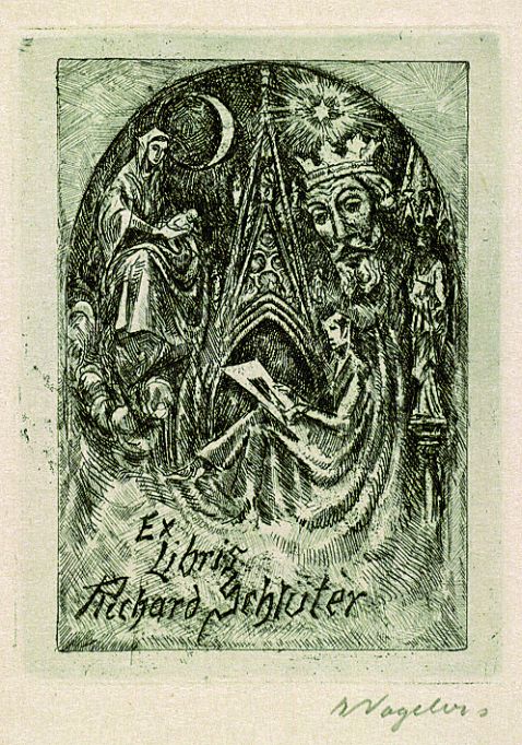 Heinrich Vogeler - 2 Bll. Exlibris: Richard Schlüter (II + III)