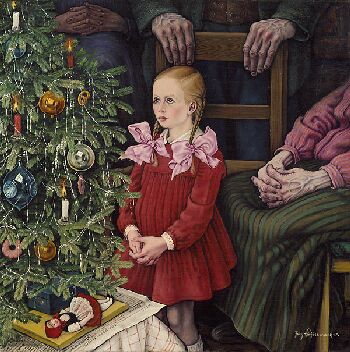 Fritz Schirrmacher - Mädchen vor dem Weihnachtsbaum