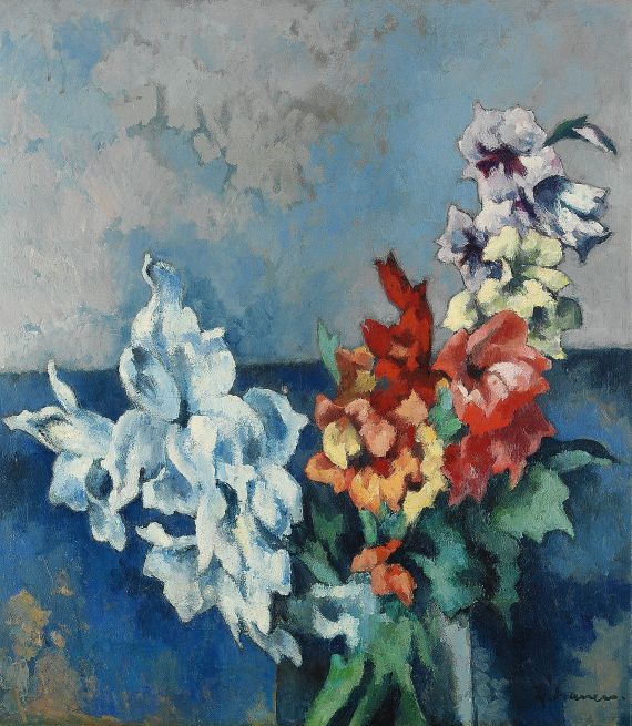 Heinrich Nauen - Weiße und rote Gladiolen