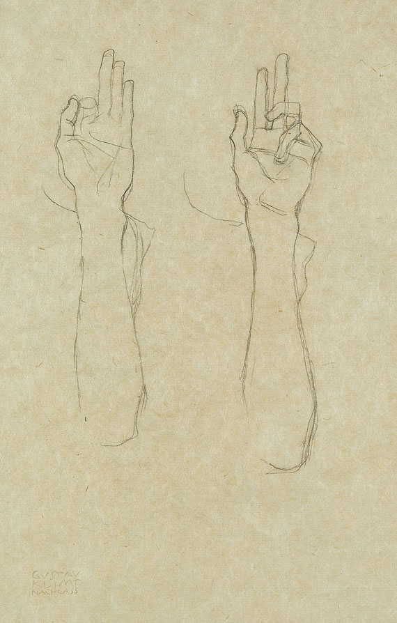 Gustav Klimt - Zwei Studien einer Schwurhand