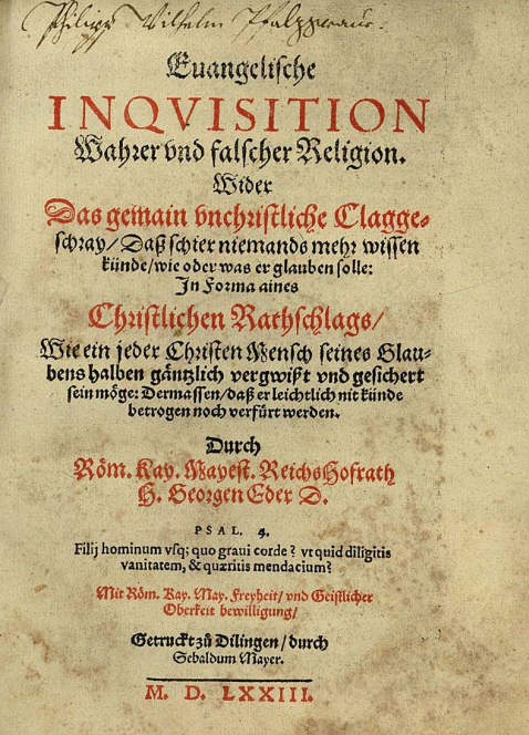 Georg Eder - Evang. Inquisition. 1573