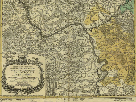 Hessen - Delineatio Geographica generalis, comprehendens VI. Foliis ... Landgrafii Hasso-Darmstadtiensis.
