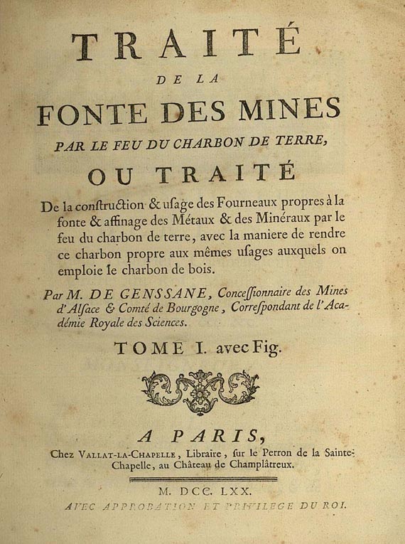 Antoine de Gensanne - 4 Traité de la Fonte des Mines, 2 Bde. 1770.