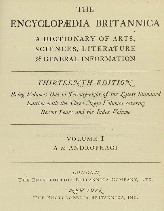   - Encyclopaedia Britannica. 1926. 16 Bde.