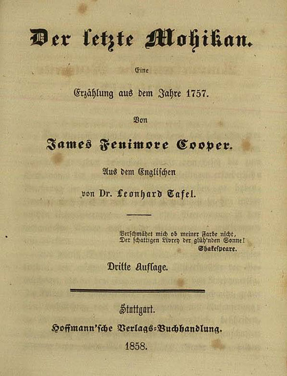James Fenimore Cooper - Amerikanische Romane. 30 Bde. 1862