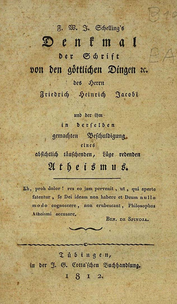 Friedrich Wilhelm Schelling - Denkmal der Schrift, 1812.