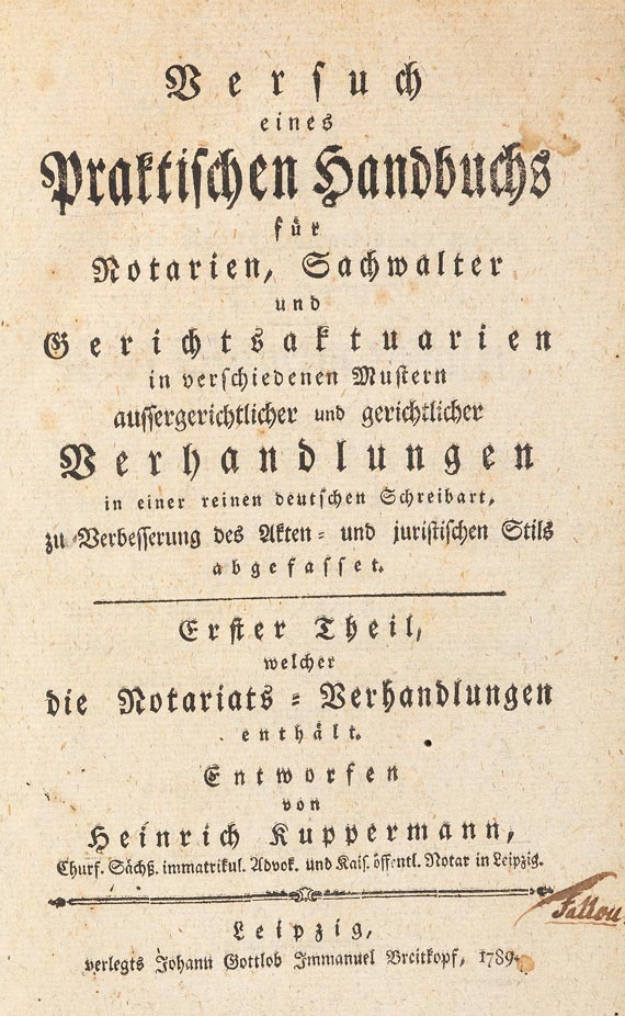 Heinrich Kuppermann - Handbuch, 3 Bde., 1790 - Weitere Abbildung