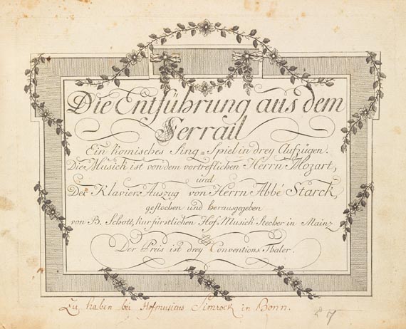 Wolfgang Amadeus Mozart - Entführung aus dem Serail. Ca. 1790. - Weitere Abbildung