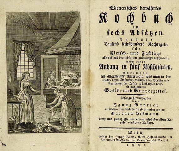 Ignaz Gartler - Wienerisches bewährtes Kochbuch. 1801
