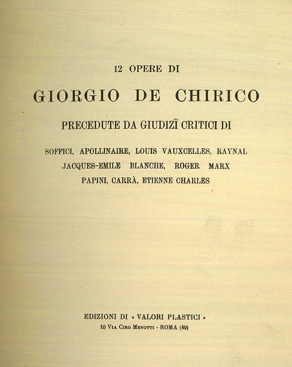 Giorgio de Chirico - 12 opere di Giorgio de Chirico. Um 1920