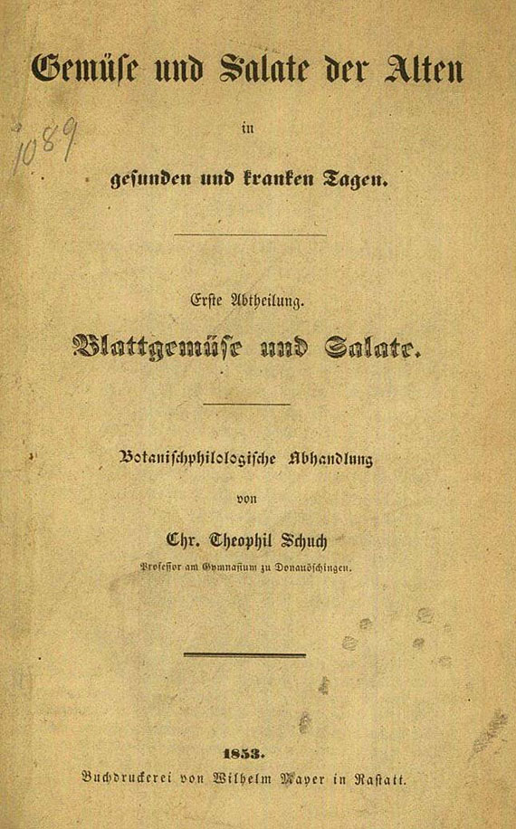 Chr. Theophil Schuch - Gemüse und Salate der Alten. 1853