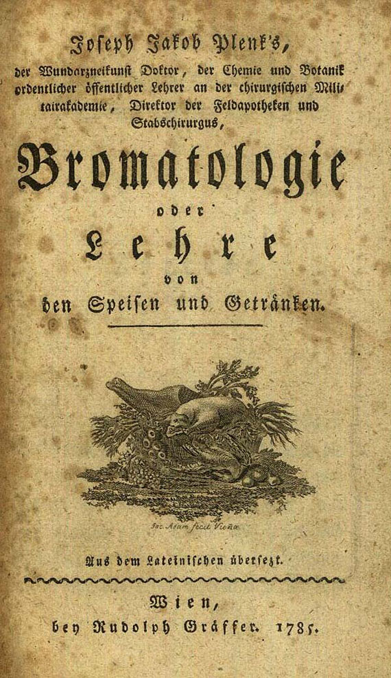 Joseph Jakob Plenk - Bromatologie. 1785