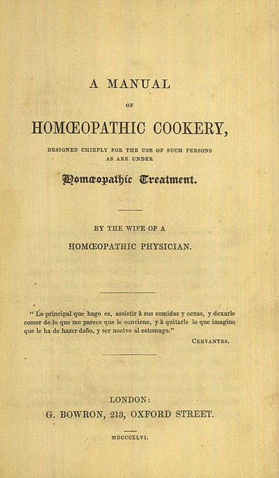   - A manual of homoeopathic cookery. 1846