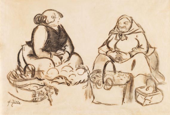 Heinrich Zille - Zwei Marktfrauen