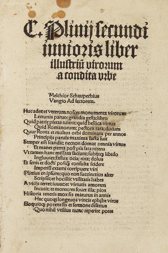 Caecilius Plinius Secundus - Liber illustrium virorum. 1505