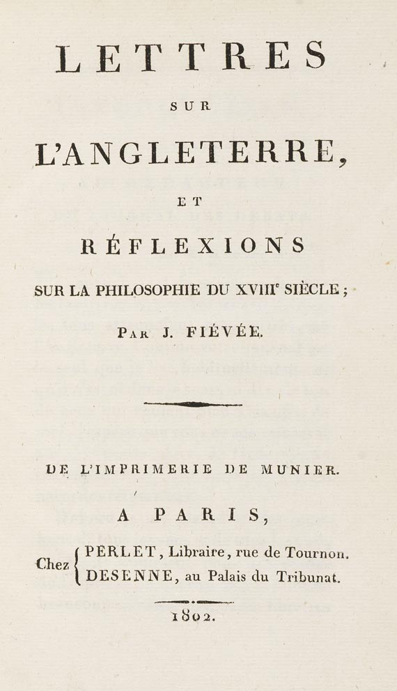 Fiévée, J. - Fiévée, J., Lettres sur l