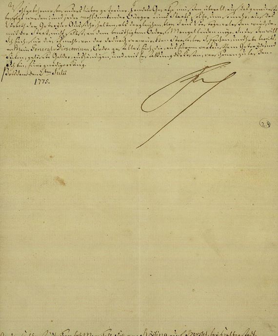 Friedrich II. der Große - Schreiben m. eigh. U. 1775
