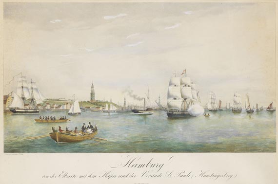  Hamburg - 1 Bl. Hamburg von der Elbseite. P. Suhr, 1834