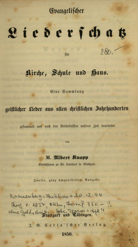 Gesangbücher - Gesangbücher und theologische Beigaben. 25 Werke in 29 Bdn. (1667-1898).