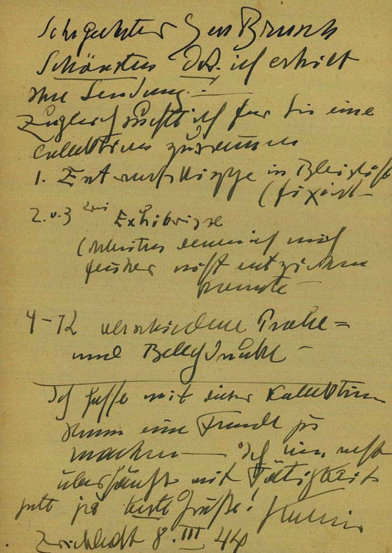 Alfred Kubin - Eigh. Brief mit Unterschrift. 1944