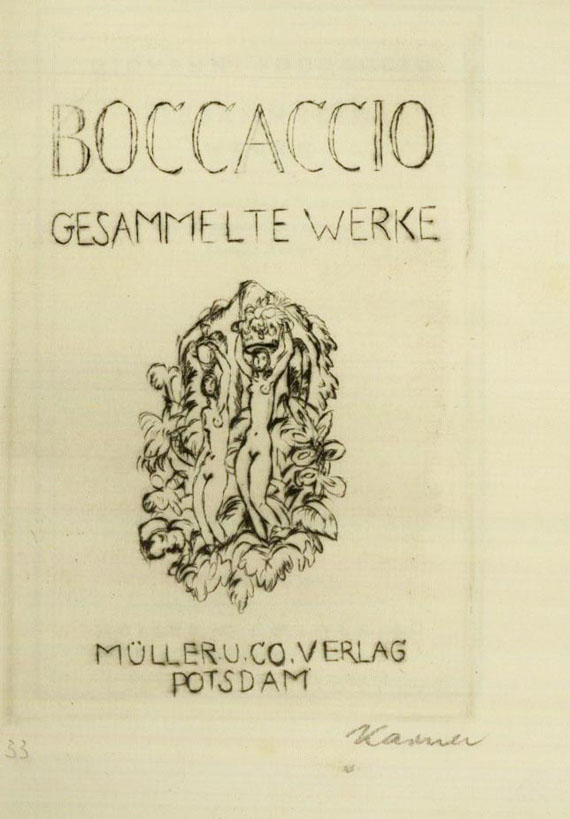 Ludwig Kainer - Boccaccio, Giovanni. Gesammelte Werke. 3 Bde. 1921.