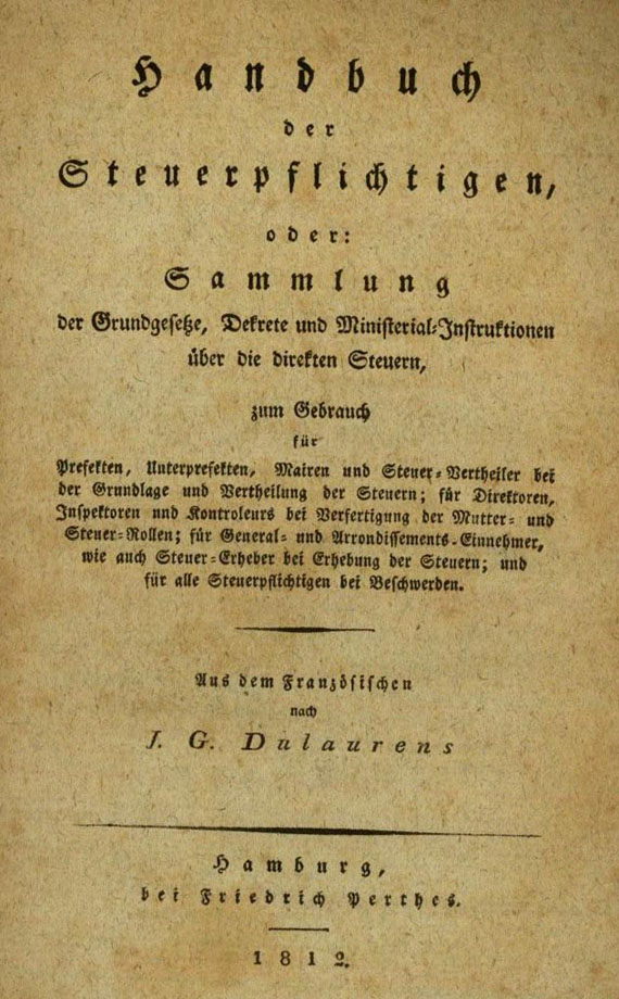 J. G. Dulaurens - Handbuch der Steuerpflichtigen. 1812