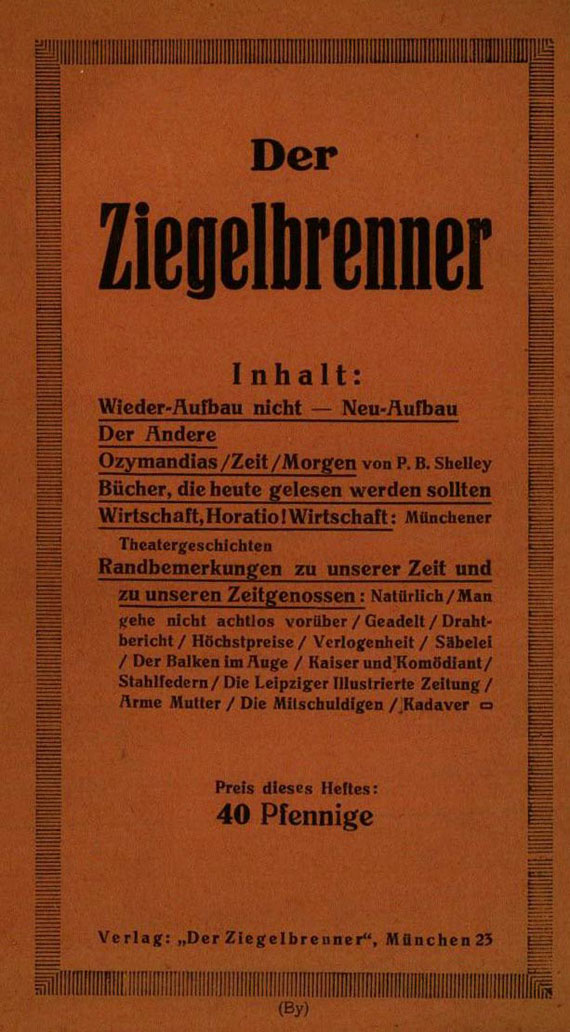 Ziegelbrenner - Der Ziegelbrenner. 1917-20.