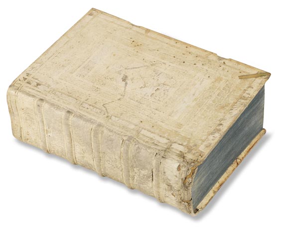  Berardinus von Siena - Sermones de Evangelio aeterno + Quadragesimale. 2 Tle. in 1 Bd. Basel 1489-90. - Einband