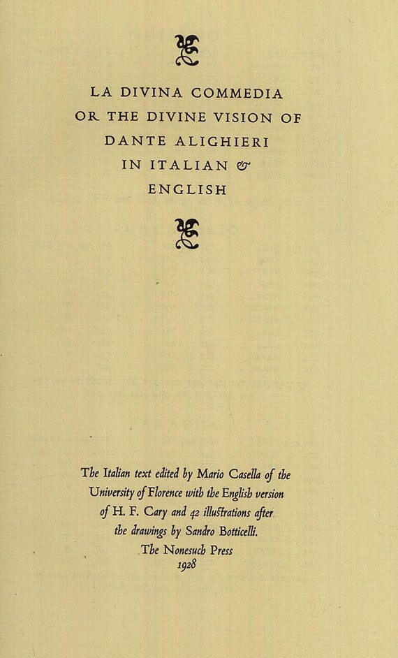 Dante Alighieri - La divina commedia in Italian & English. 1928