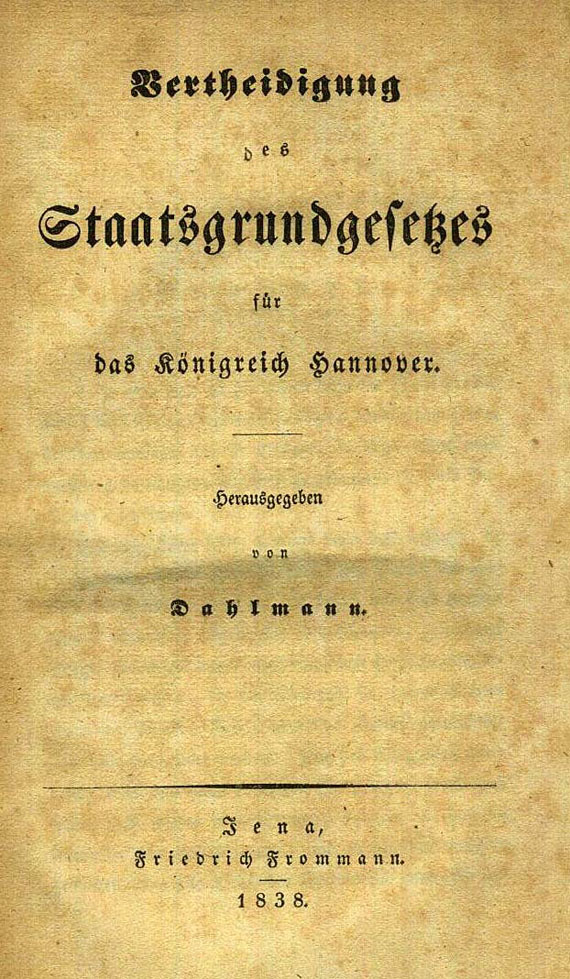 Hannoversche Verfassung - 6 Bände zum Verfassungsrecht a. d. Jahren 1838-1861.