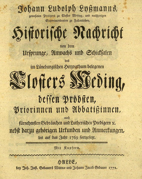 Johann Ludolph Lyssmann - Historische Nachricht. 1772.