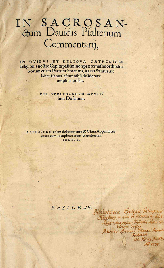 Wolfgang Musculus - In sacrosanctum dauidis psalterium commentarii. 1551.