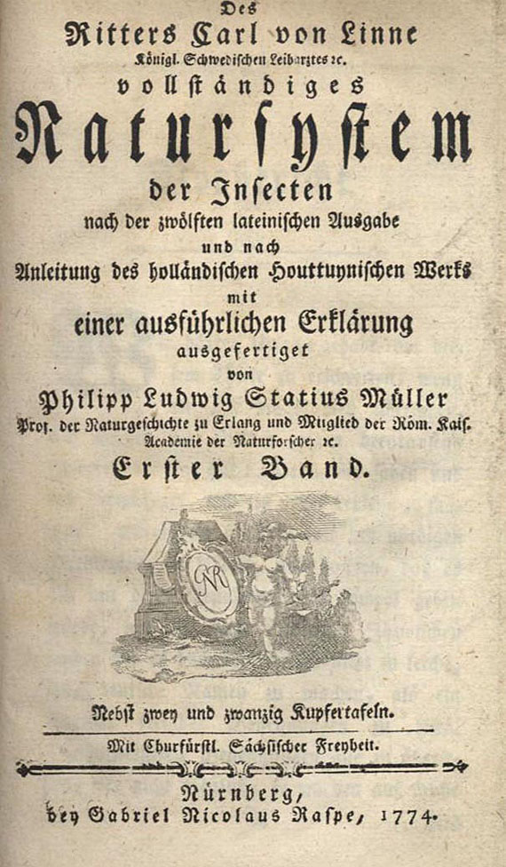 Carl von Linné - Vollständiges Natursystem der Insecten. 2 Bde. 1774-75.