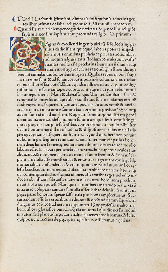 Lucius Coelius Firmianus Lactantius - Opera. 1472. - Weitere Abbildung
