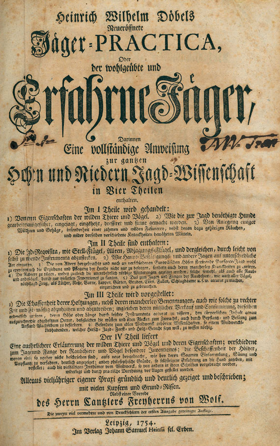 Jagd - H. W. Döbel, Jäger-Practica. 1754.