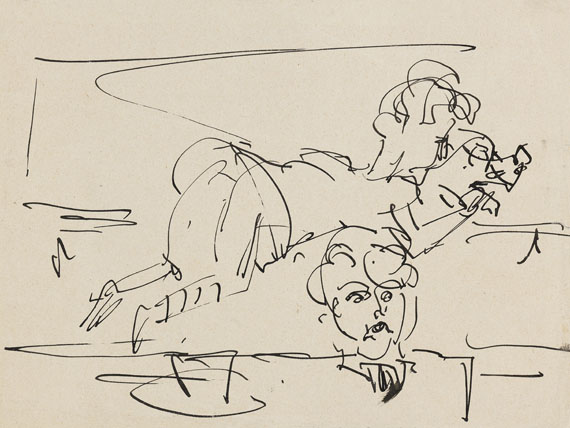 Ernst Ludwig Kirchner - Liegende Frau und Porträt - Häusliche Szene