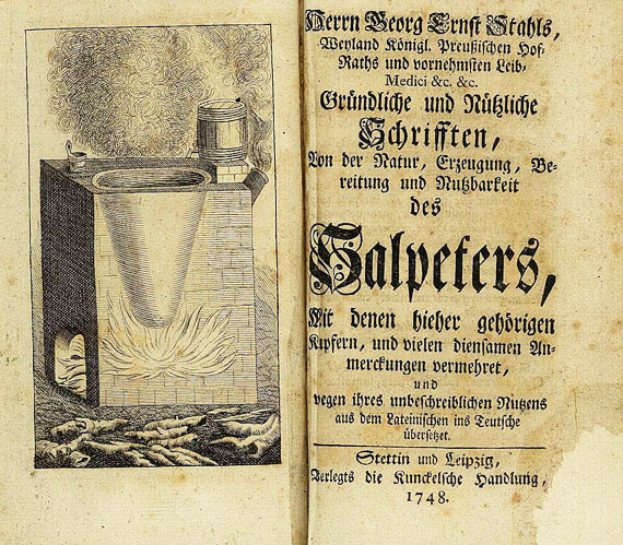Georg Ernst Stahl - Gründliche u. nützliche Schriften ... über Salpeter. 1748