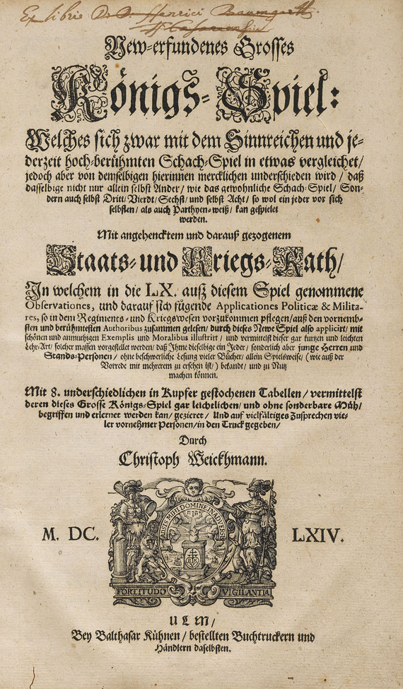 Christoph Weickhmann - New-erfundenes Königs- Spiel. 1664.