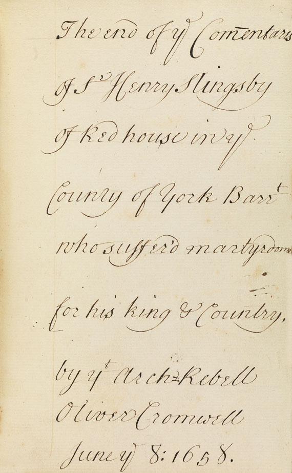 Sir Henry Slingsby - Manuskript, englischer Bürgerkrieg. Um 1680.