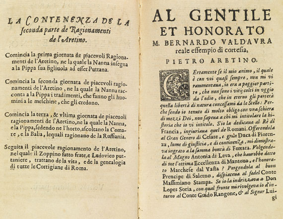 Pietro Aretino - La Prima (seconda) parte de Ragionamenti. 1651