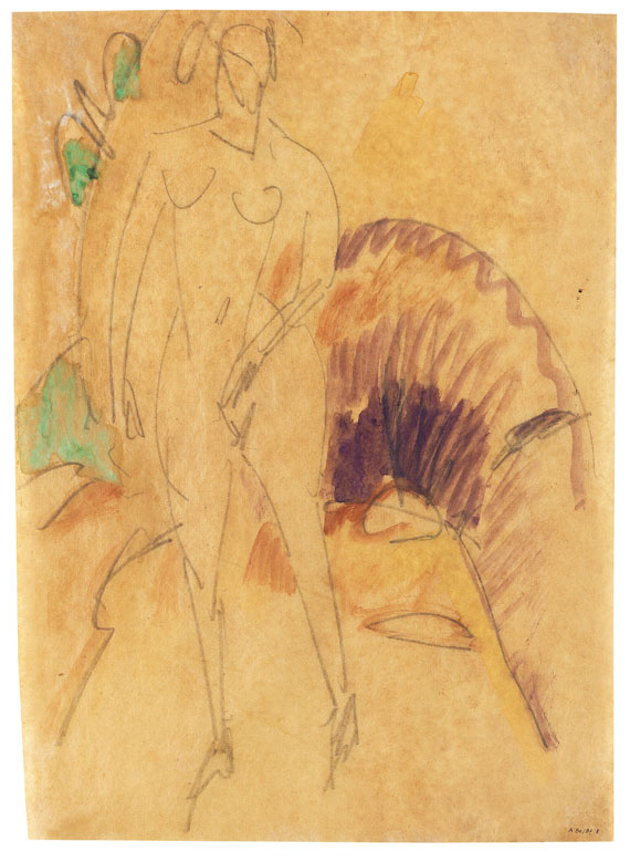 Ernst Ludwig Kirchner - Stehender Akt - Stehende vor Gebüsch